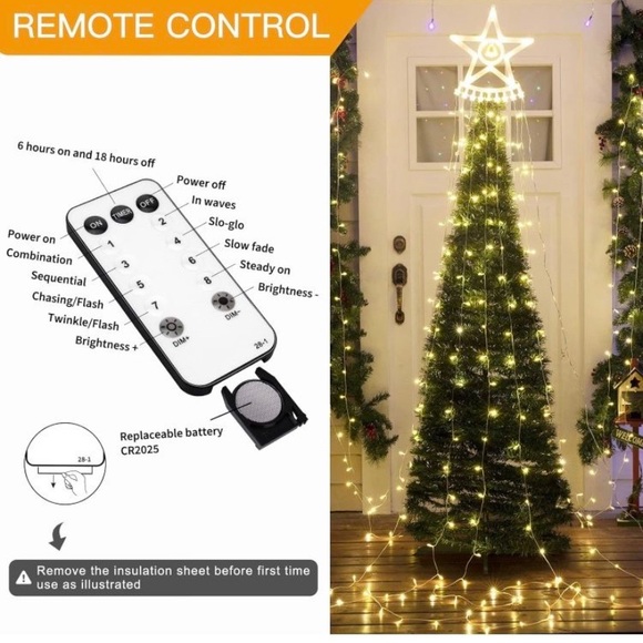 Christmas Decoration Star Lights, 13Ft 402 LED Waterfall Tree Lights with Remote - Picture 3 of 6